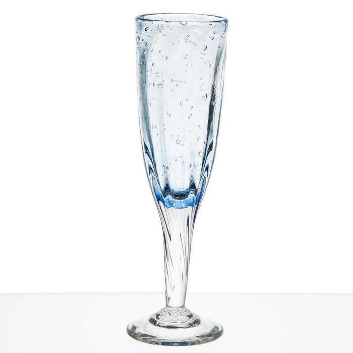 Hand Blown Blue Champagne Flute