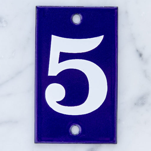 Number Five Enamel Address Plaque