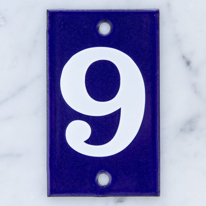 Number Nine Enamel Address Plaque