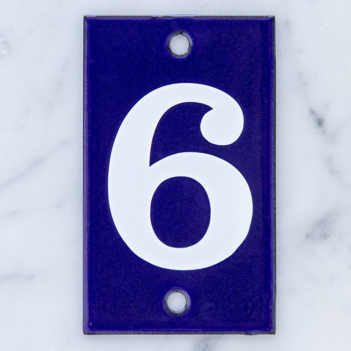 Number Six Enamel Address Plaque