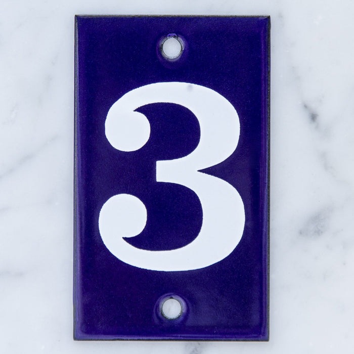 Number Three Enamel Address Plaque
