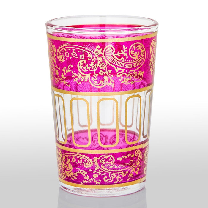 Pink Golden Filigree & Middle Band Moroccan Tea Glass