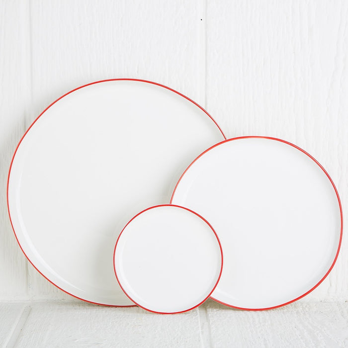 Red Rimmed Ceramic Dinner Plate