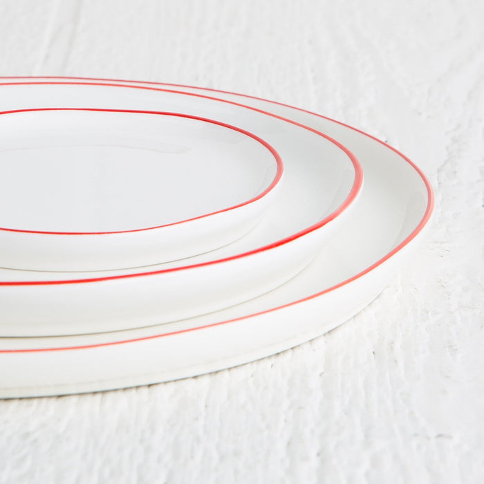 Red Rimmed Ceramic Dinner Plate