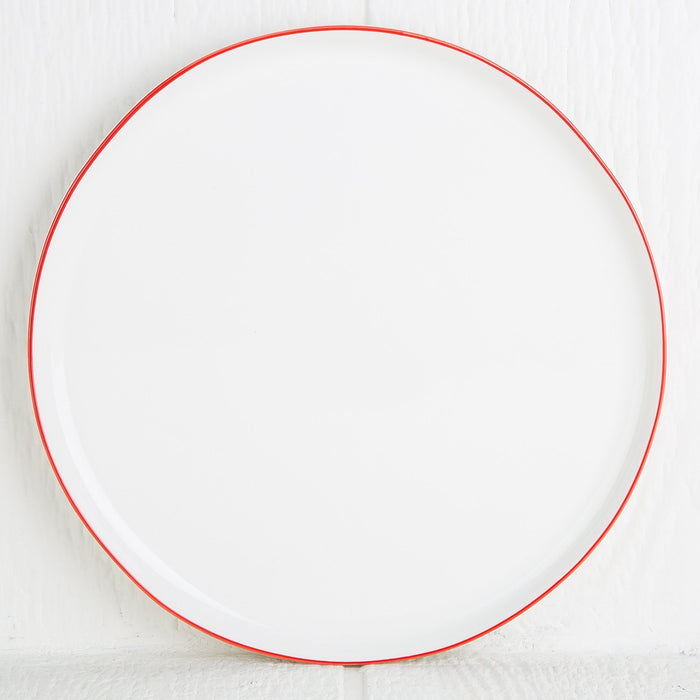 Red Rimmed Ceramic Dinner Plate