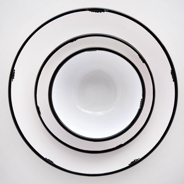 Red & White with Black Trim Tinware Salad Plate