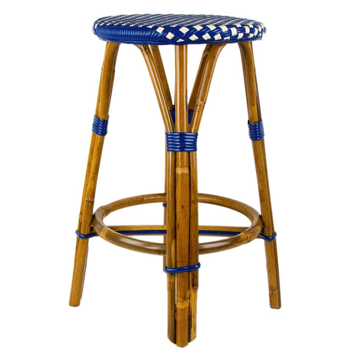 Blue & Cream Counter Height Mediterranean Bistro Bar Stool (26" h) (E)