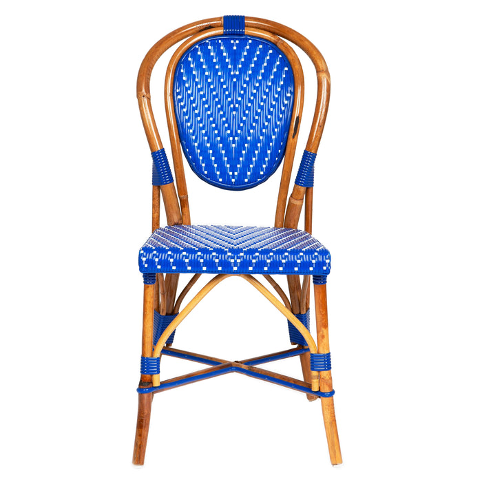 Royal Blue and White Mediterranean Bistro Chair (L)