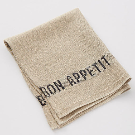 Natural and Black ‘Bon Appetit’ Linen Napkin