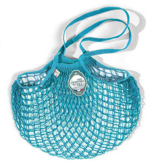 Turquoise Cotton Net Shopper Bag (Medium)