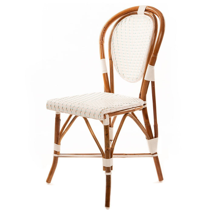 White and Azure Mediterranean Bistro Chair (L)