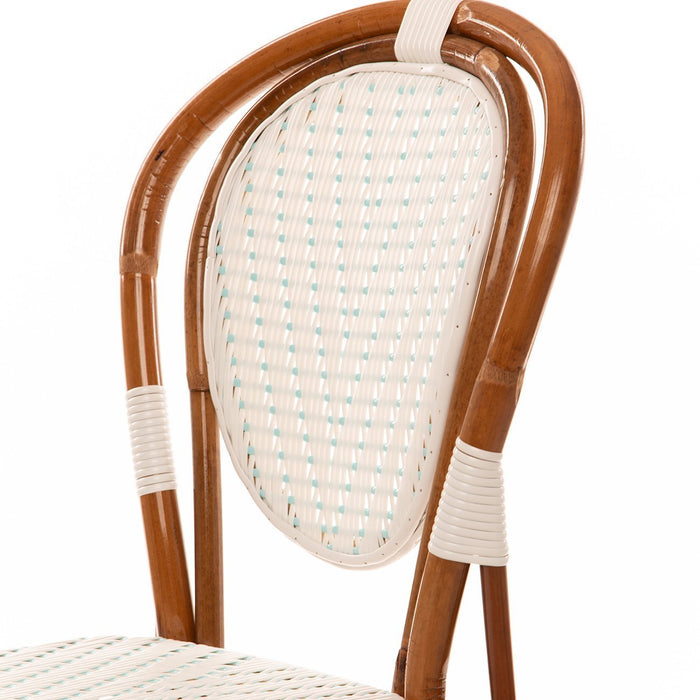 White and Azure Mediterranean Bistro Chair (L)