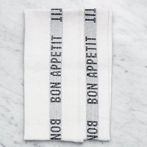 White and Black ‘Bon Appetit’ Linen Tea Towel
