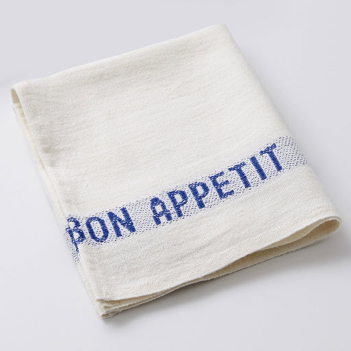 White and Blue ‘Bon Appetit’ Linen Napkin