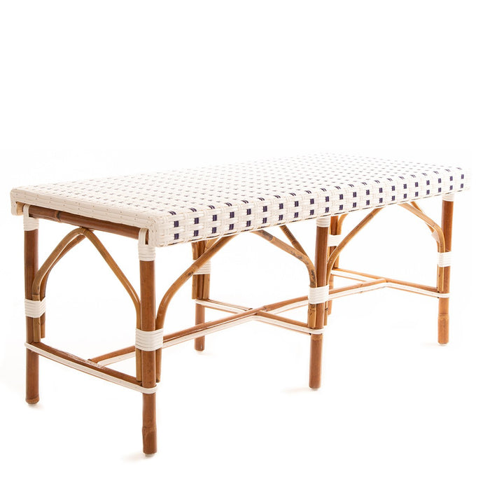 White and Blue Mediterranean Armless Bistro Bench 42"