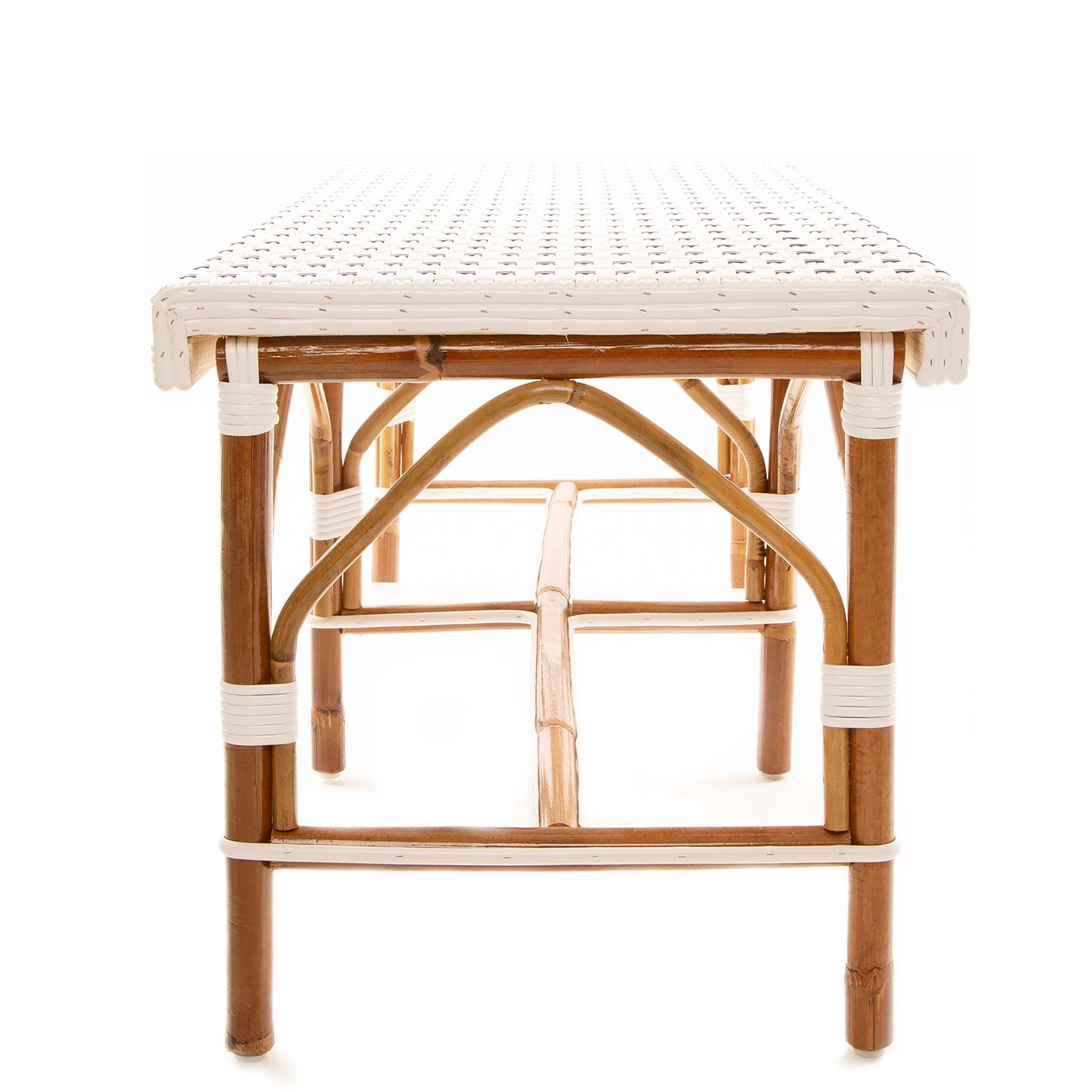 White and Blue Mediterranean Armless Bistro Bench 42"