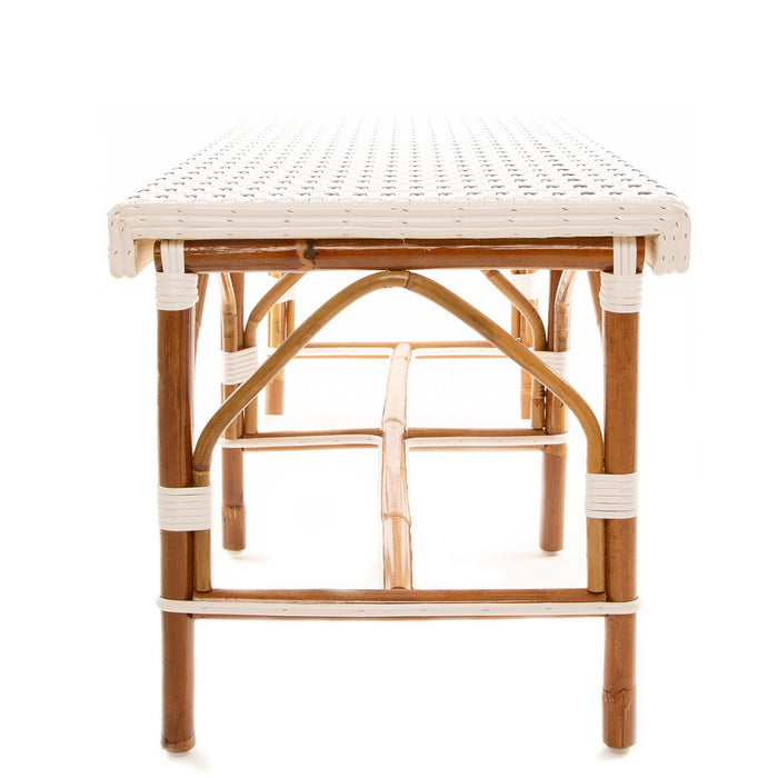 White and Blue Mediterranean Armless Bistro Bench 42"