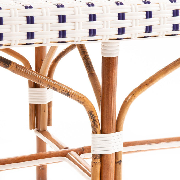 White and Blue Mediterranean Armless Bistro Bench 42"