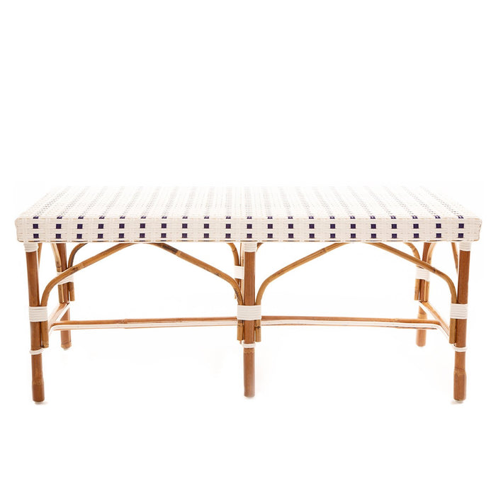 White and Blue Mediterranean Armless Bistro Bench 42"