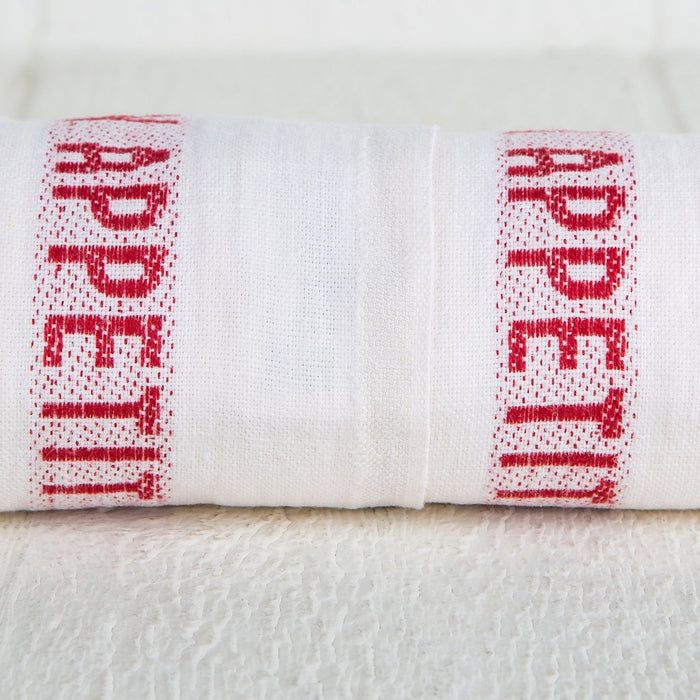 White and Red ‘Bon Appetit’ Linen Tea Towel