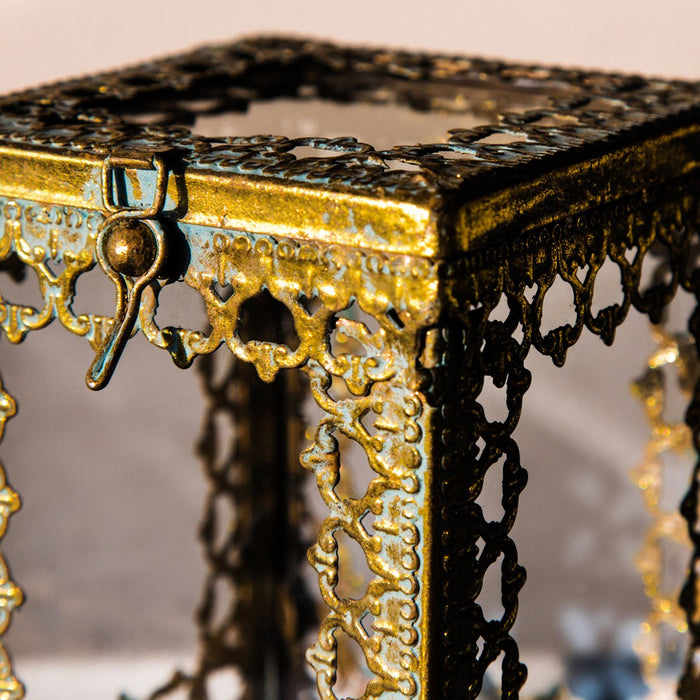 Antique 19th Century Victorian Beveled Glass Jewelry Casket Box