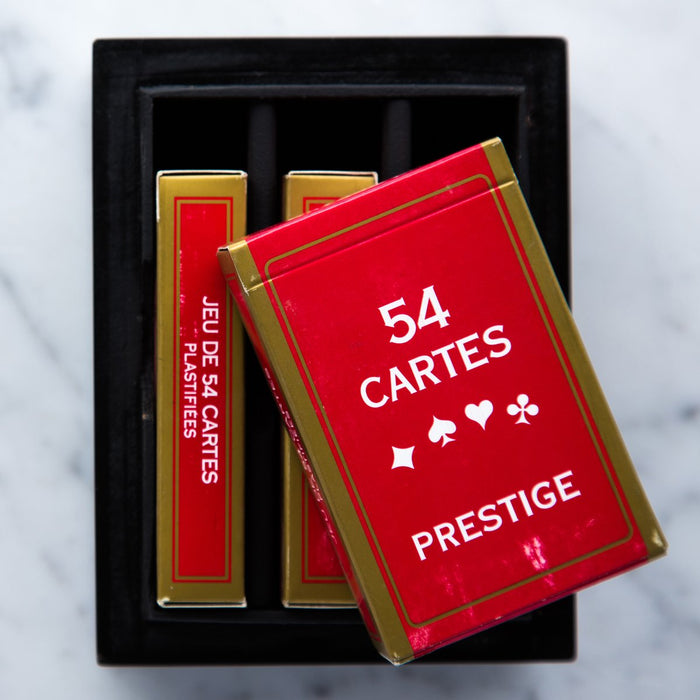 Black Ace of Spades Card Box with Three French Decks / Compartments