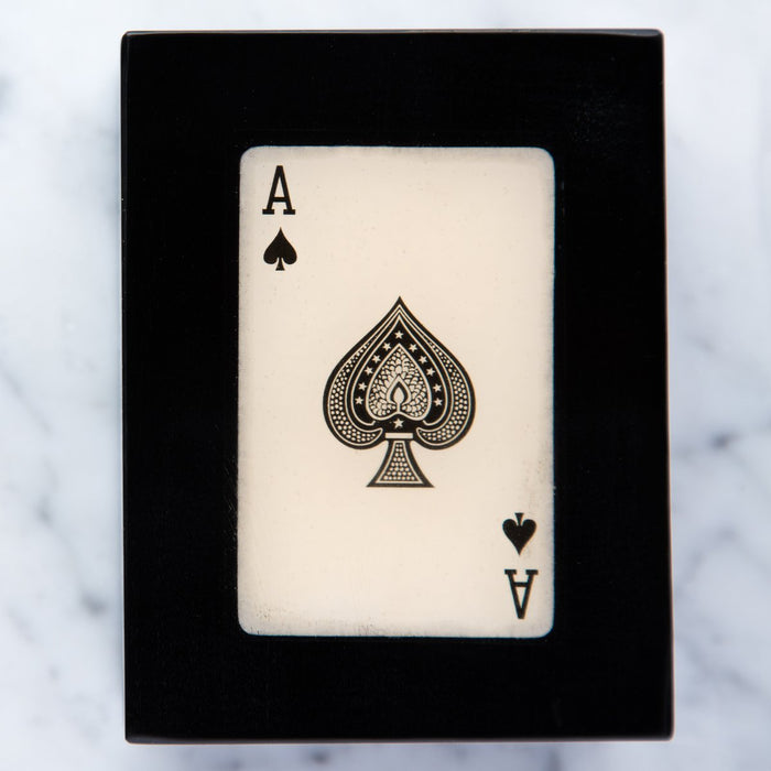 Black Ace of Spades Card Box with Three French Decks / Compartments