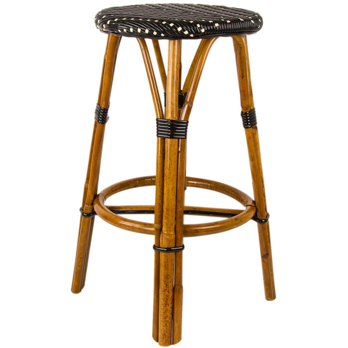 Black & Cream Bar Height Mediterranean Bistro Bar Stool (29" h)