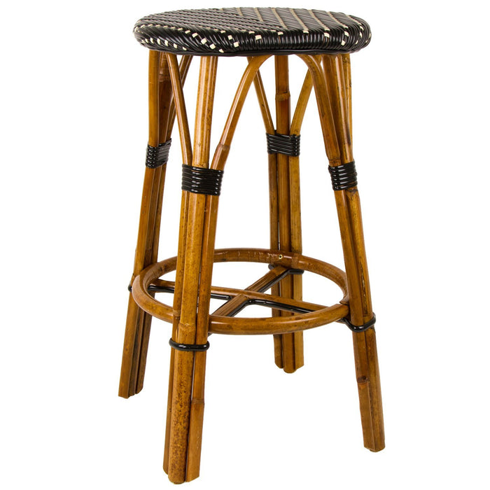 Black & Cream Bar Height Mediterranean Bistro Bar Stool (29" h)