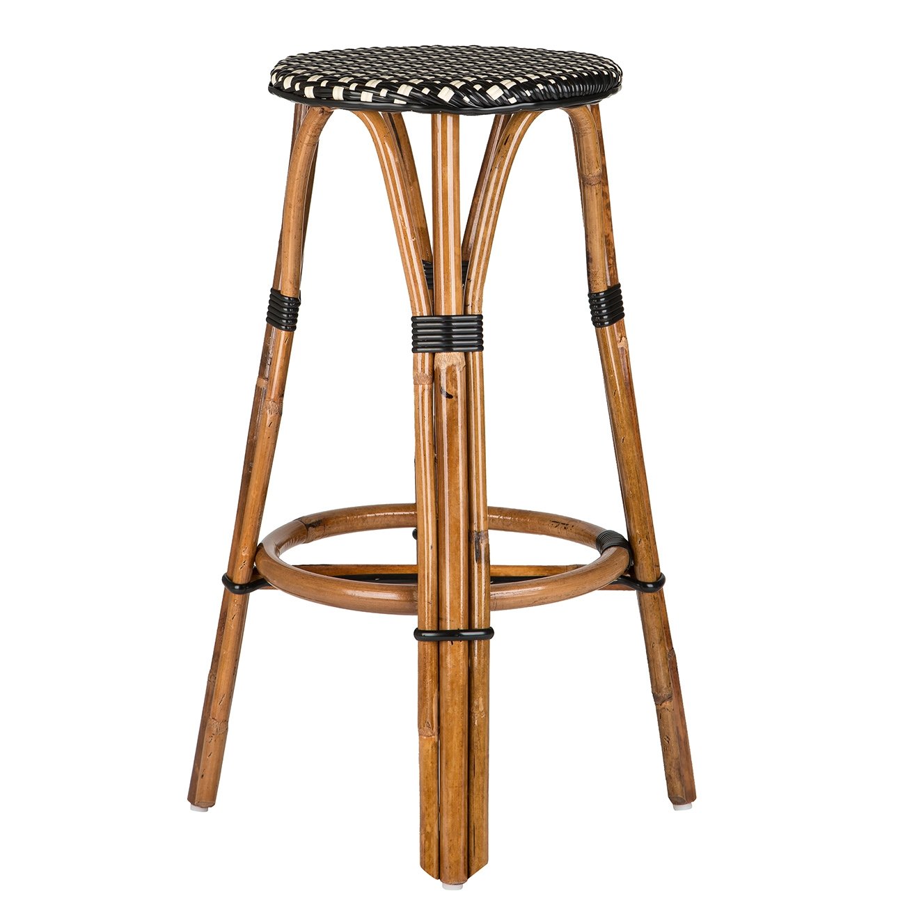 Black & Cream Bar Height Mediterranean Bistro Bar Stool (29" h. seat) (MARG)