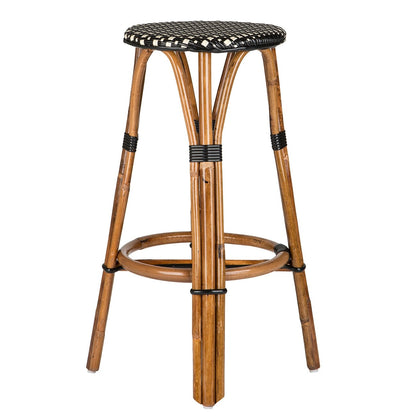 Black & Cream Bar Height Mediterranean Bistro Bar Stool (29" h. seat) (MARG)