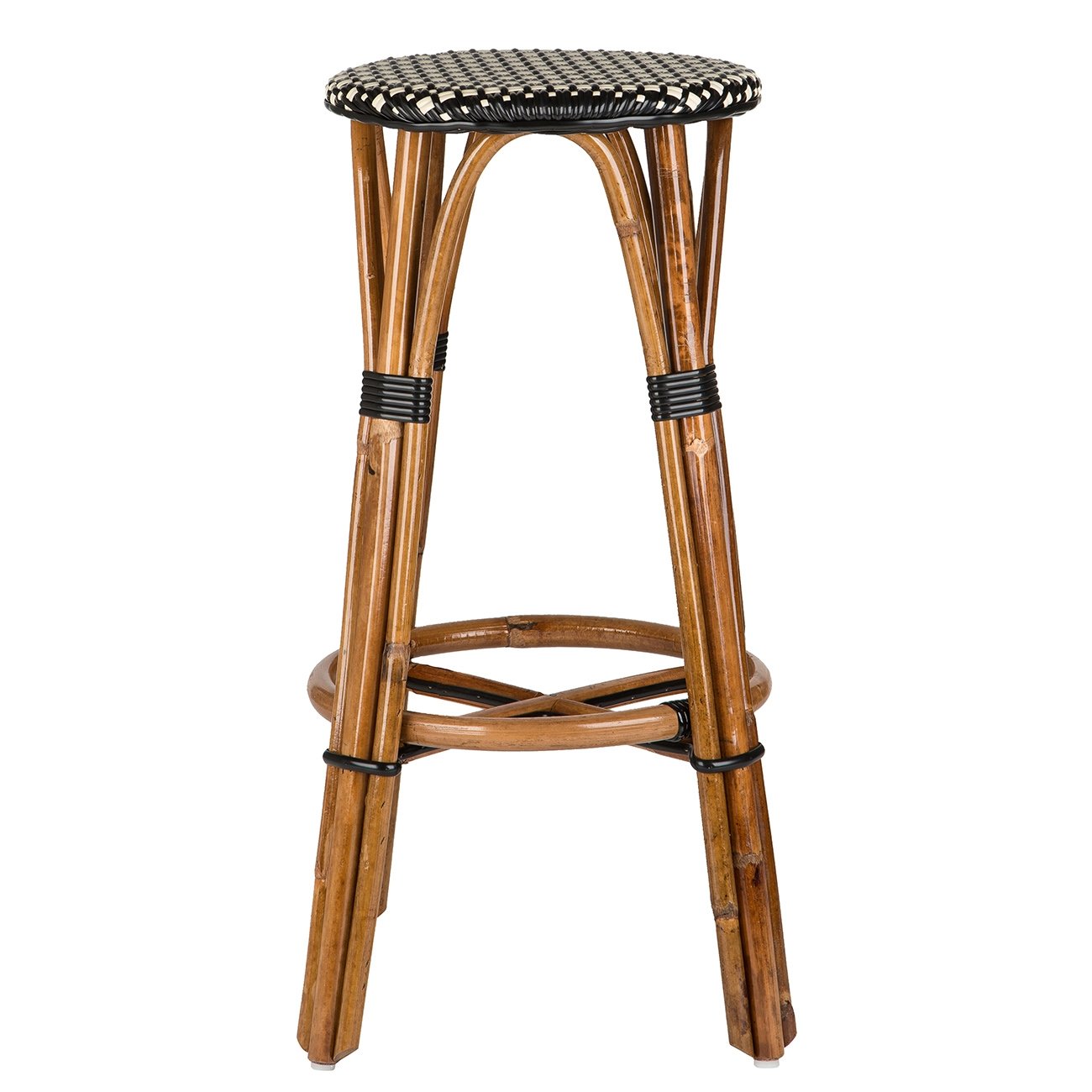 Black & Cream Bar Height Mediterranean Bistro Bar Stool (29" h. seat) (MARG)
