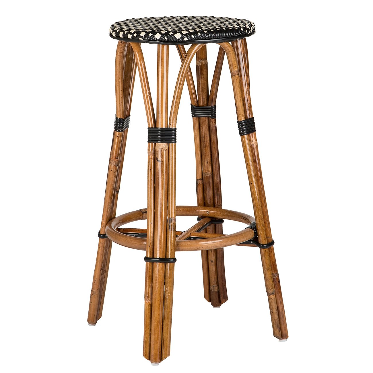 Black & Cream Bar Height Mediterranean Bistro Bar Stool (29" h. seat) (MARG)
