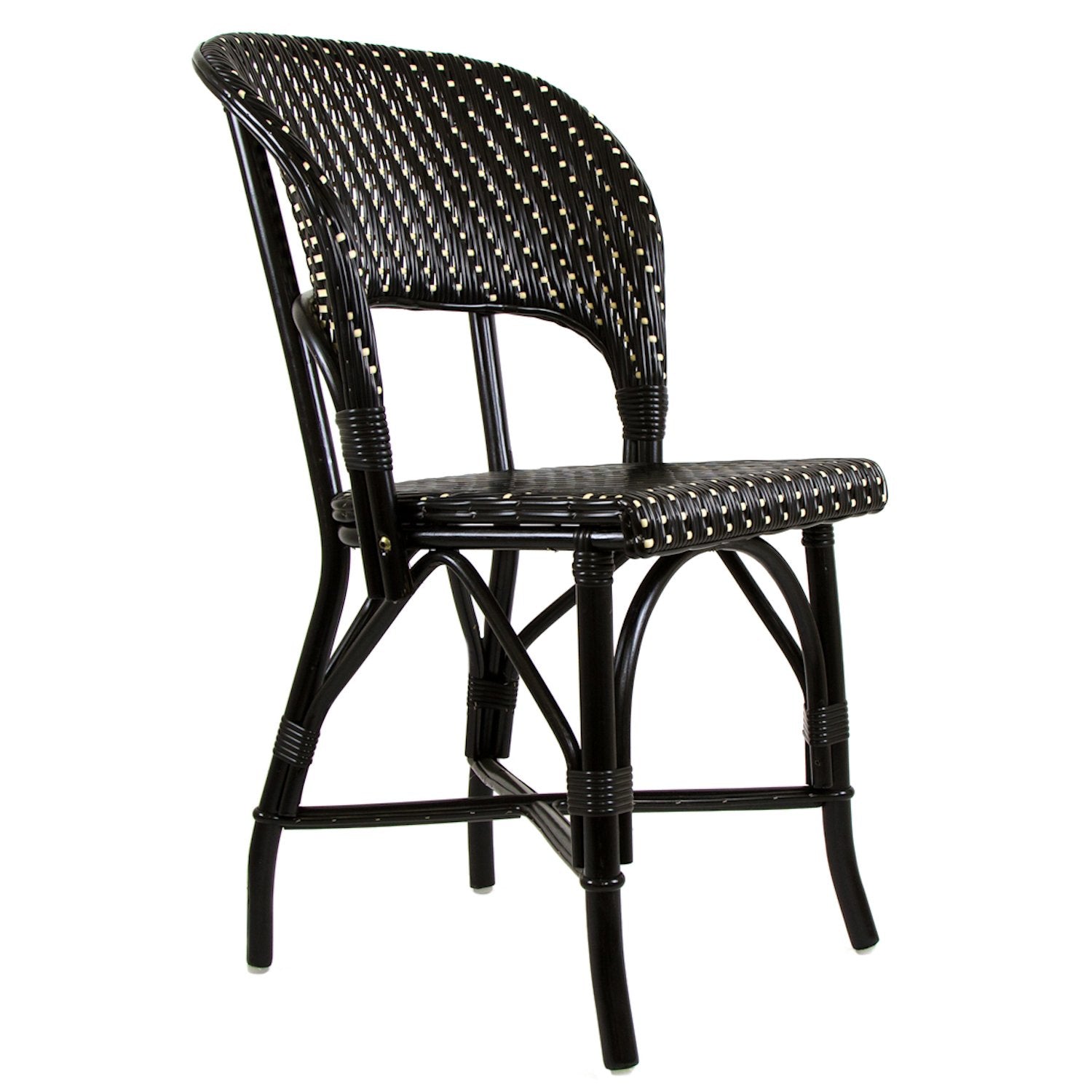 Black & Cream Mediterranean Bistro Wrap Back Chair (D)