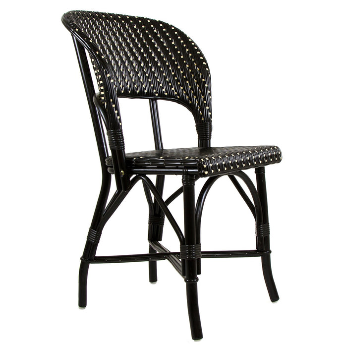 Black & Cream Mediterranean Bistro Wrap Back Chair (D)