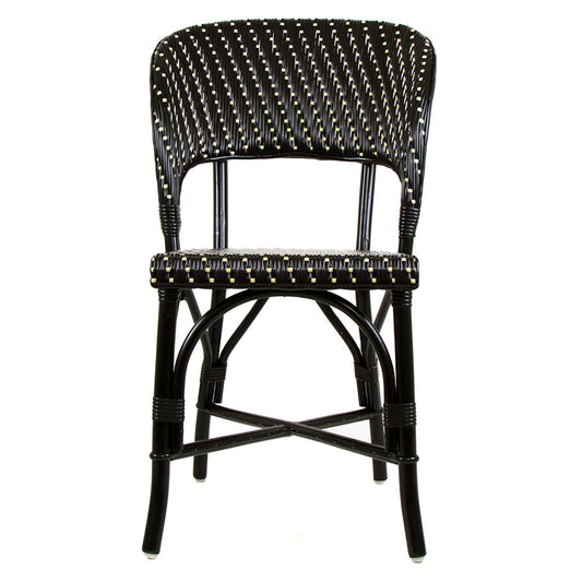Black & Cream Mediterranean Bistro Wrap Back Chair (D)