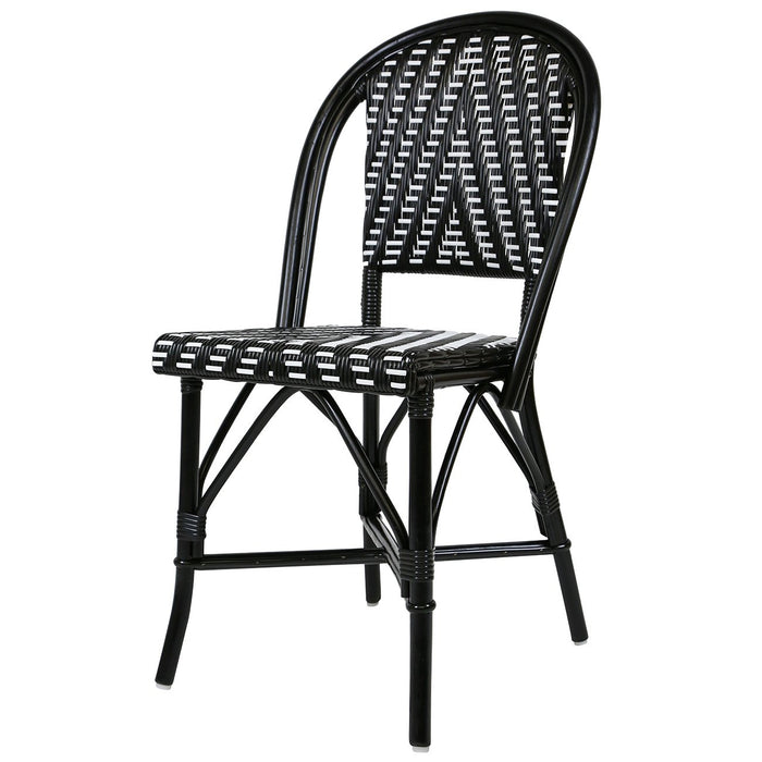 Black & White Mediterranean Bistro Round Back Chair (L)