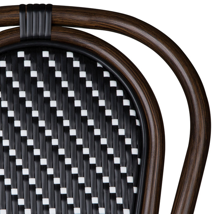 Black and White Metal Mediterranean Bistro Arm Chair (H)