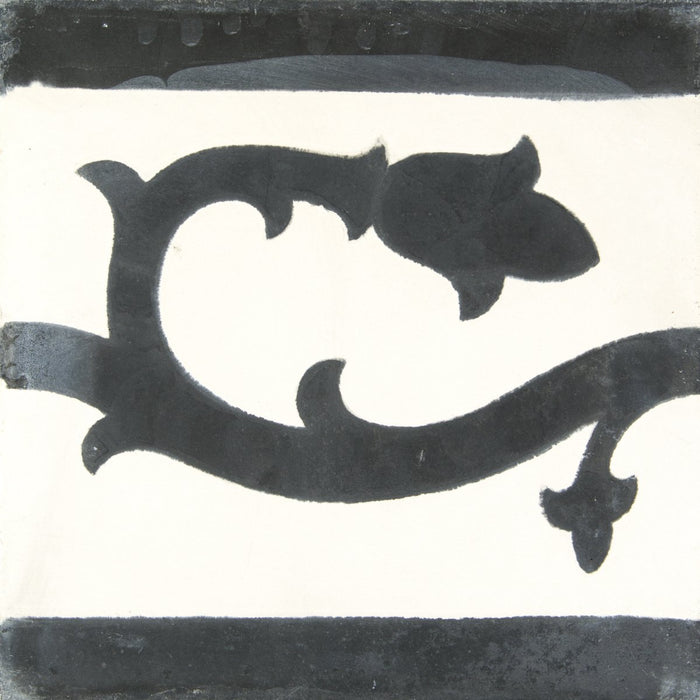 Black & White Victoria Frise Carocim Tile (8" x 8") (pack of 12)
