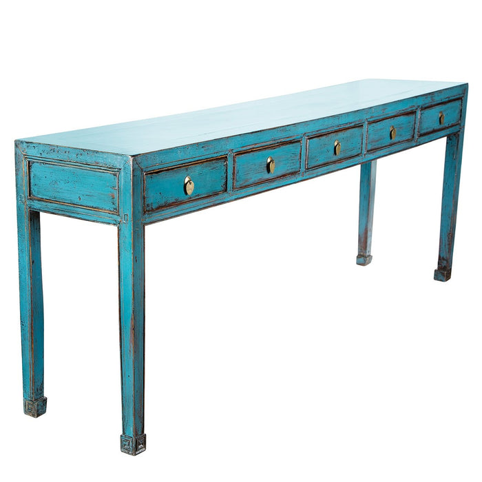Blue 5-Drawer Console  