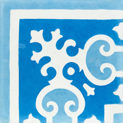 Blue Baroque Corner Carocim Tile (8" x 8") (Individual Tile)