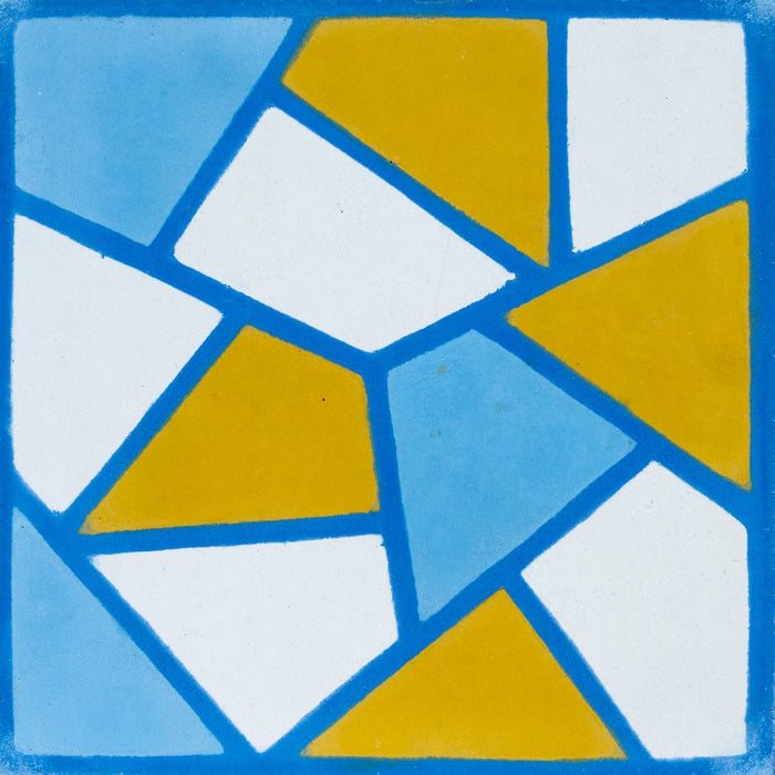 Blue, Yellow & White Casson Carocim Tile (8" x 8") (pack of 12)