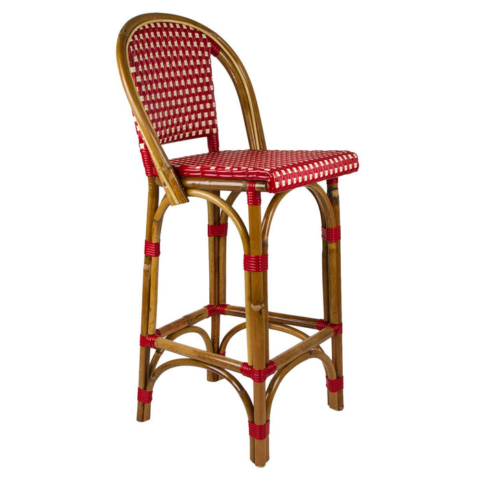 Bordeaux & Cream Counter Height Mediterranean Bistro Bar Stool with Back (26" h) (E)