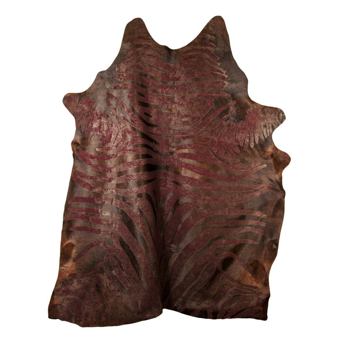 Brown Acid Wash Zebra Print Brazilian Cowhide Rug