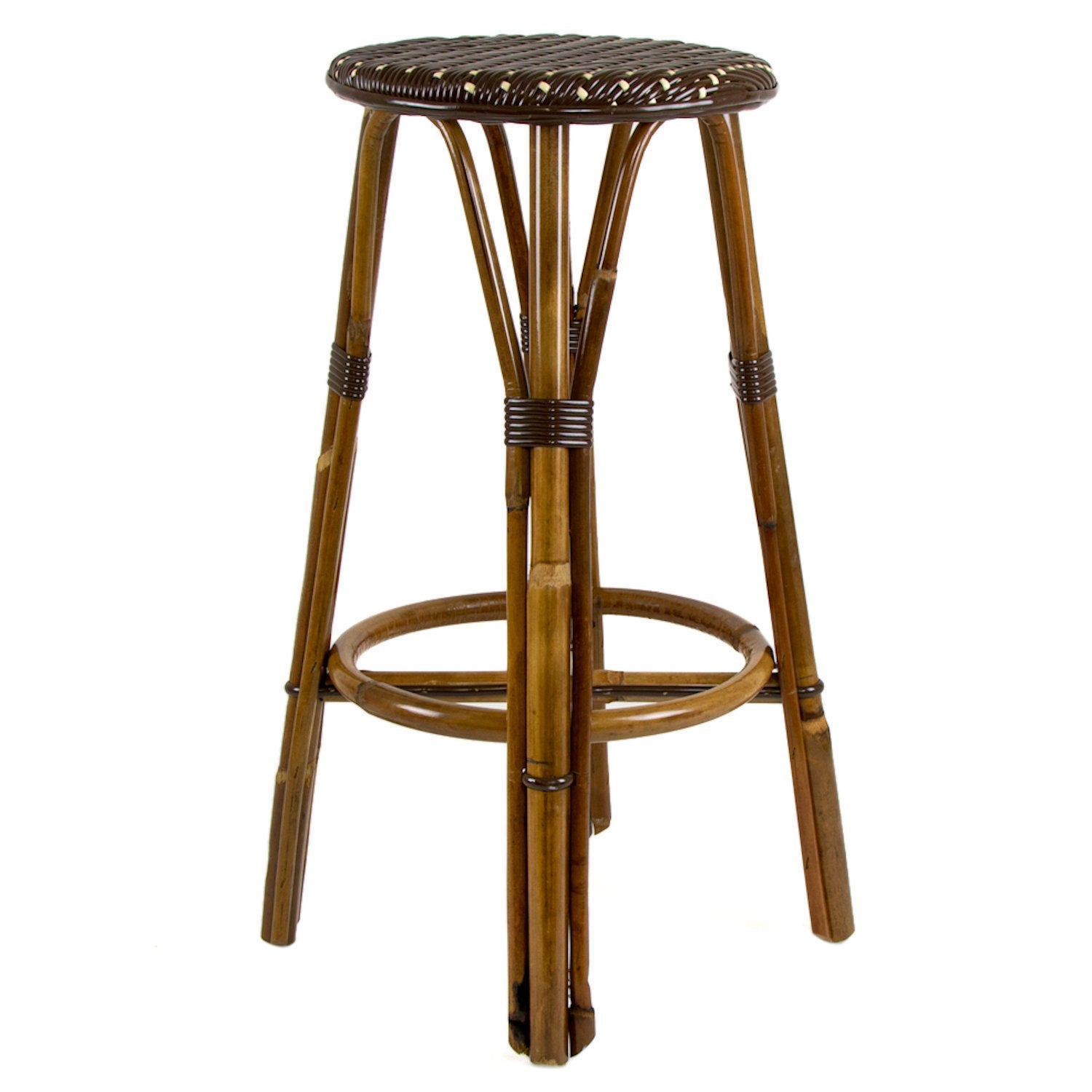 Brown & Cream Bar Height Mediterranean Bistro Bar Stool (29" h) (D)