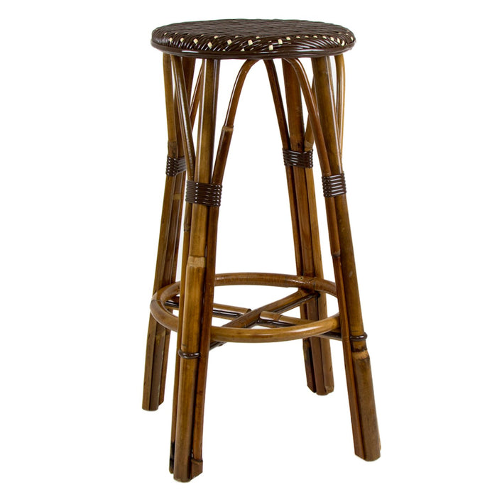 Brown & Cream Bar Height Mediterranean Bistro Bar Stool (29" h) (D)