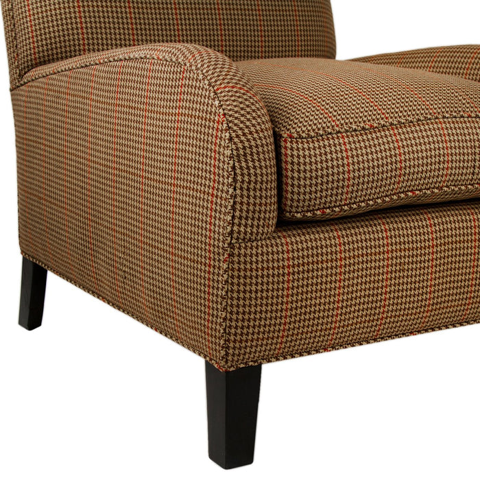 Brown & Red Houndstooth Poe Linen Upholstered Chair