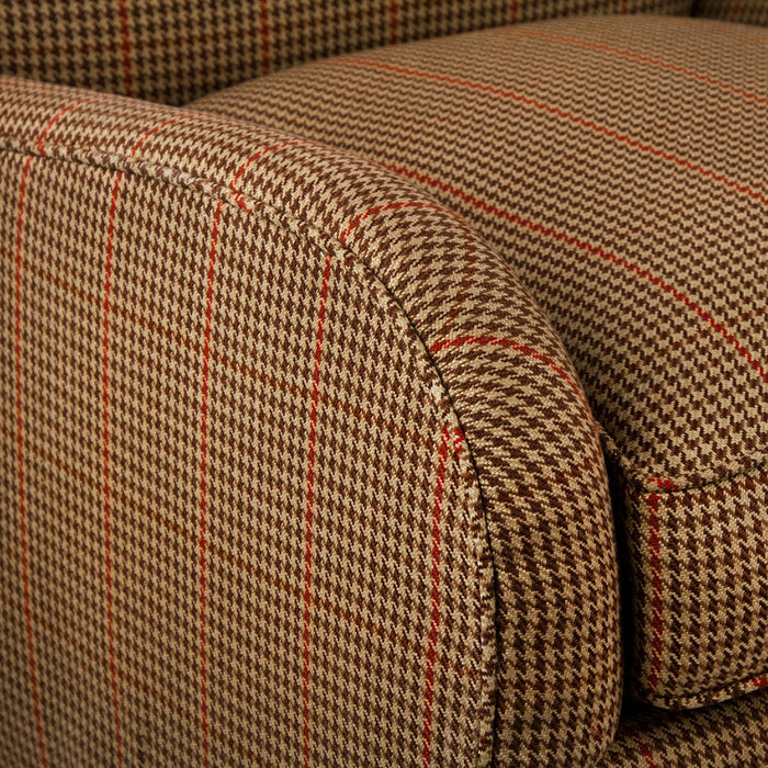 Brown & Red Houndstooth Poe Linen Upholstered Chair