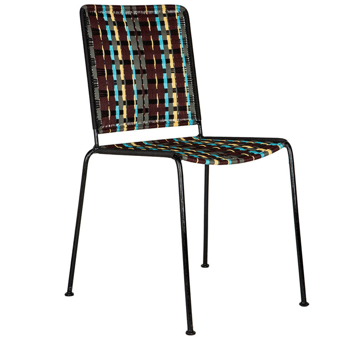 Brown & Turquoise Woven Artisan Metal Chair
