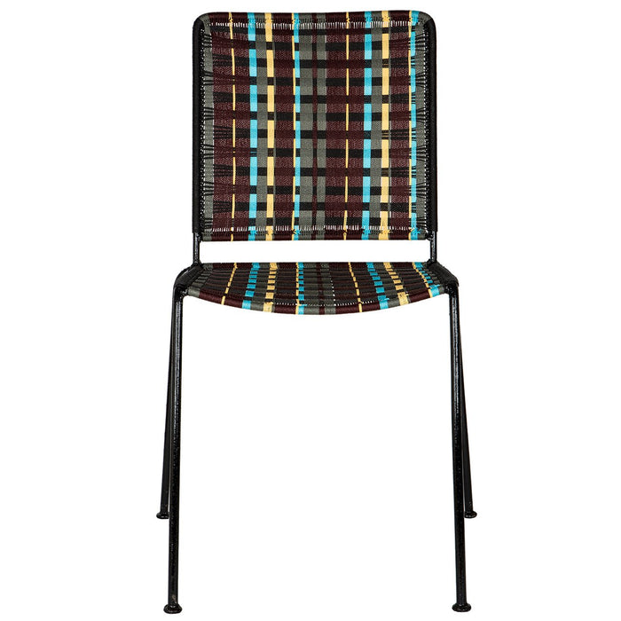 Brown & Turquoise Woven Artisan Metal Chair